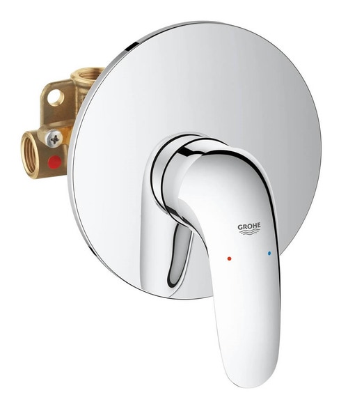 Immagine di Grohe EUROSTYLE miscelatore monocomando per doccia, a parete, corpo incasso incluso, finitura cromo 23725003