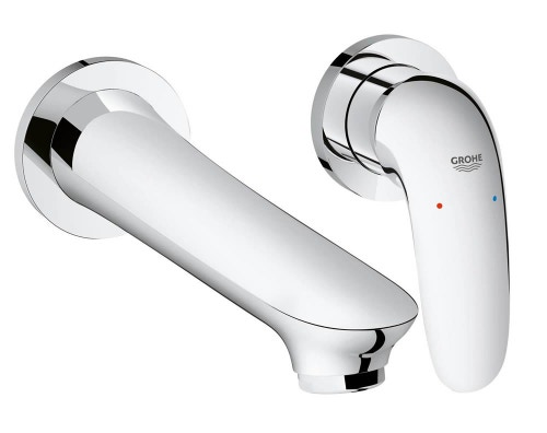 Immagine di Grohe EUROSTYLE miscelatore a 2 fori, per lavabo, a parete, con risparmio idrico, senza corpo incasso, finitura cromo 29097003