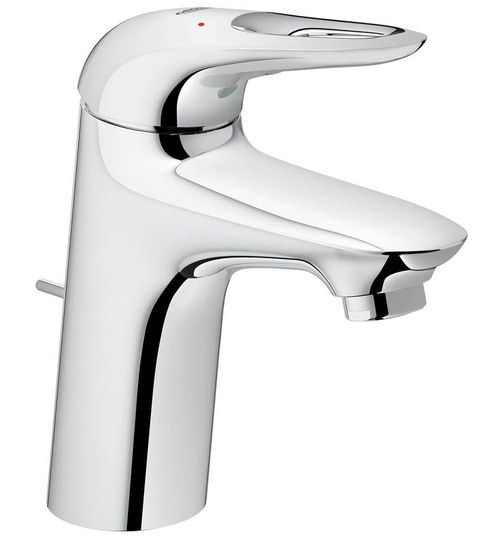 Immagine di Grohe EUROSTYLE miscelatore monocomando H.16 cm, per lavabo, con scarico e risparmio idrico, finitura cromo 33558003