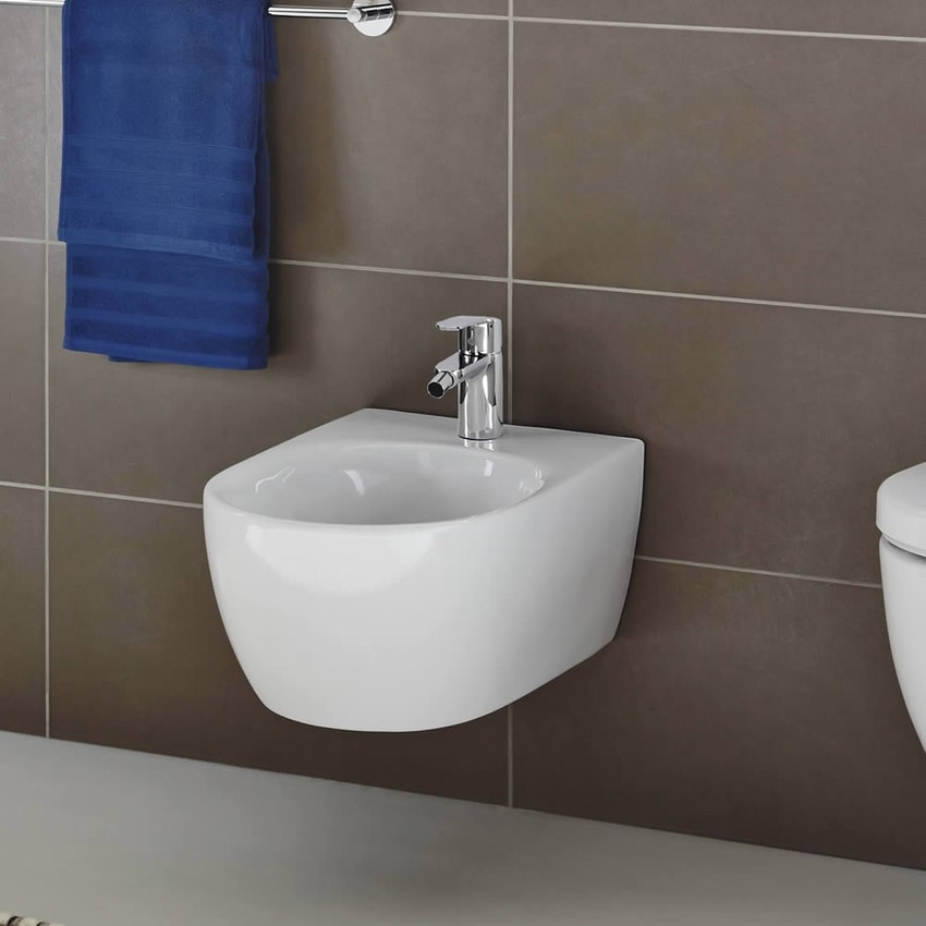 Immagine di Grohe EUROSTYLE COSMOPOLITAN miscelatore monocomando H.14 cm, per bidet, con risparmio idrico e scarico, finitura cromo 33565002