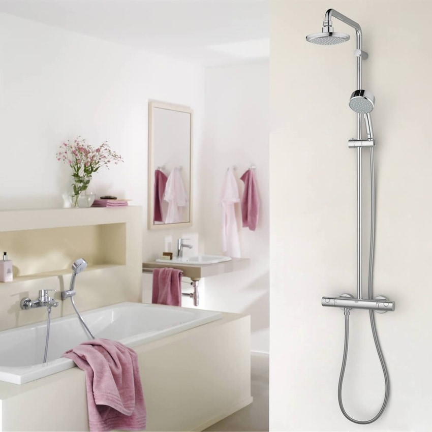 Immagine di Grohe EUROSTYLE COSMOPOLITAN miscelatore monocomando per vasca o doccia, a parete, con deviatore automatico, finitura cromo 33591002