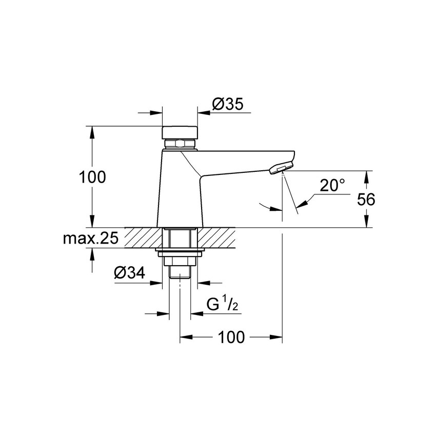 Rubinetto con autochiusura a tempo