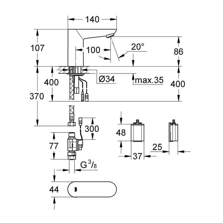 Rubinetto elettronico
per lavabo con comando ad infrarossi