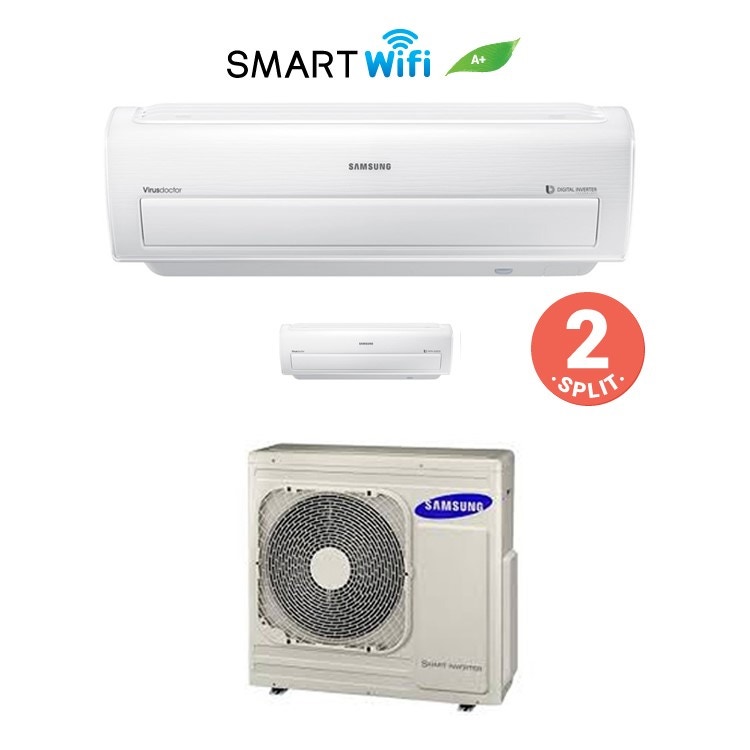 Immagine di Samsung AR7000M Climatizzatore dual split wi-fi AJ068FCJ3EH/EU + AR12KSPDBW+AR18KSPDBW 12+18 BTU