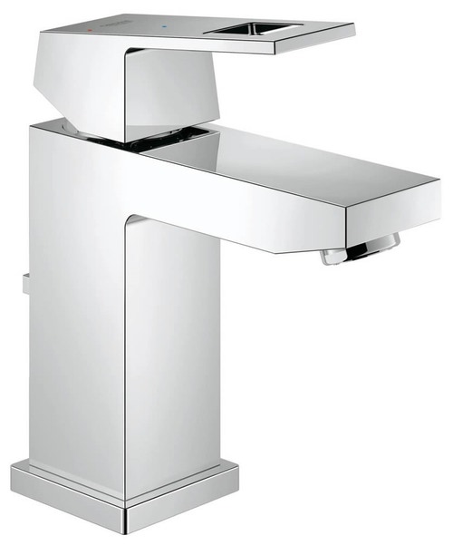 Immagine di Grohe EUROCUBE miscelatore monocomando H.16 cm, per lavabo, con scarico e risparmio energetico, finitura cromo 2339000E