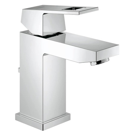 Immagine di Grohe EUROCUBE miscelatore monocomando H.16 cm, per lavabo, con scarico e risparmio idrico, finitura cromo 2312700E