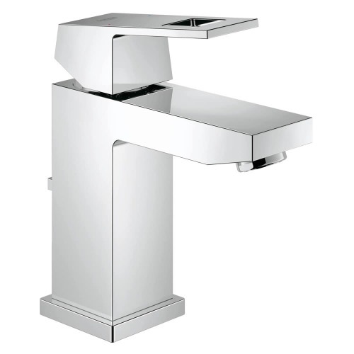 Immagine di Grohe EUROCUBE miscelatore monocomando H.16 cm, per lavabo, con scarico e risparmio idrico, finitura cromo 2312700E