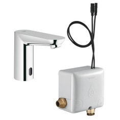 Immagine di Grohe EUROECO COSMOPOLITAN E POWERBOX rubinetto elettronico per lavabo, con comandi ad infrarossi, sensore IR bi-direzionale per il controllo dei parametri, finitura cromo 36384000