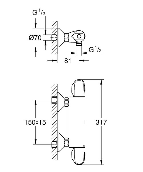 Immagine di Grohe Grohtherm 1000 New Termostatico per doccia finitura cromo 34143003
