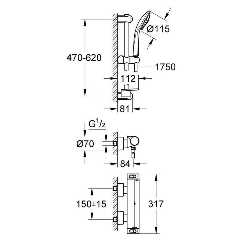 Immagine di Grohe GROHTHERM 2000 miscelatore termostatico per doccia, finitura cromo 34195001