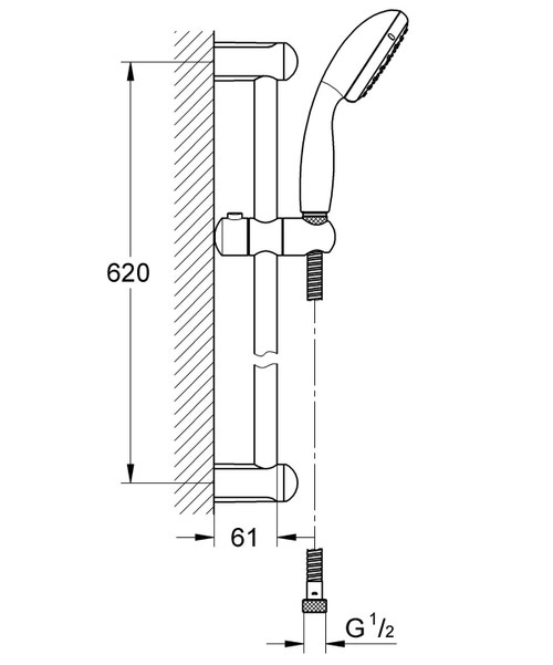 GROHE Tempesta set con asta e doccia a 2 getti 27598001