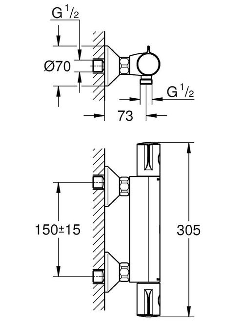 Immagine di Grohe GROHTHERM 800 termostatico per doccia, finitura cromo 34558000