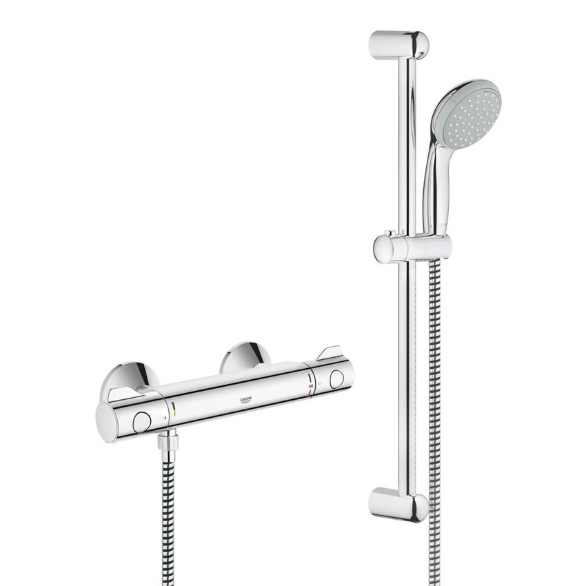 Immagine di Grohe Grohtherm 800 Termostatico per doccia con set doccia GROHE Tempesta, asta doccia da 600 mm finitura cromo 34565000