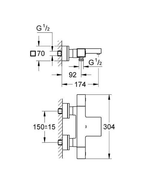 Immagine di Grohe GROHTHERM CUBE termostatico per vasca, finitura cromo 34497000