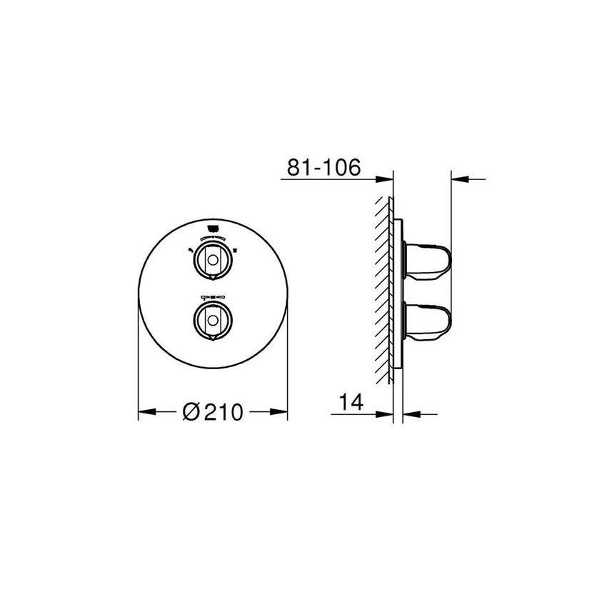 Immagine di Grohe Grohtherm 1000 New Miscelatore termostatico per doccia con deviatore a 2 vie (soffione o manopola) per termostatico da incasso GROHE Rapido T finitura cromo 19985000