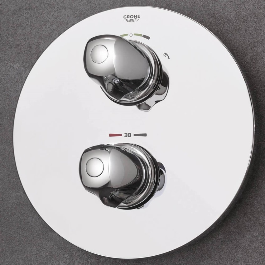 Immagine di Grohe Grohtherm 1000 New Miscelatore termostatico per doccia con deviatore a 2 vie (soffione o manopola) per termostatico da incasso GROHE Rapido T finitura cromo 19985000