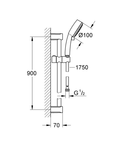 Asta Doccia Grohe Tempesta - Lunghezza 900 Mm, Finitura Cromo Brillante, Qualità Made In Germany