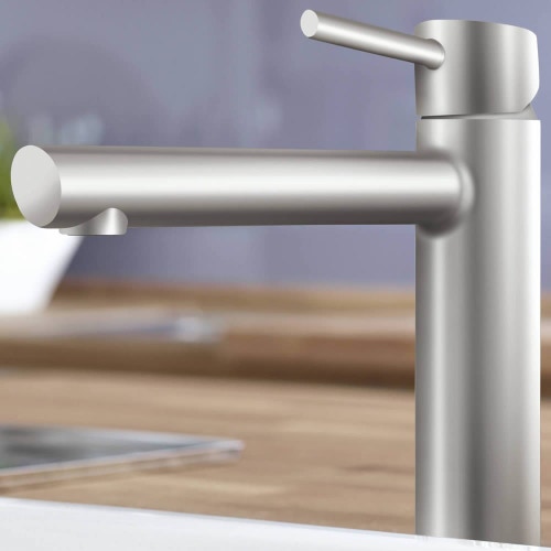 Immagine di Grohe CONCETTO miscelatore monocomando H.22 cm, per lavello, con bocca girevole e limitatore di portata, finitura satinato super steel 31128DC1