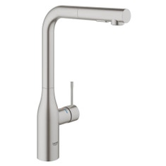 Immagine di Grohe Essence New miscelatore monocomando Lavello, bocca alta, raggio di rotazione di 360°, pratica doccetta estraibile in metallo, finitura opaca 30270DC0