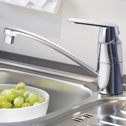 Immagine di Grohe EUROSMART COSMOPOLITAN miscelatore monocomando H.20 cm per lavello, con rubinetto lavastoviglie e bocca girevole, finitura cromo 31161000