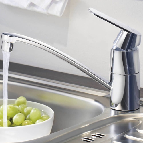 Immagine di Grohe EUROSMART COSMOPOLITAN miscelatore monocomando H.20 cm per lavello, con rubinetto lavastoviglie e bocca girevole, finitura cromo 31161000