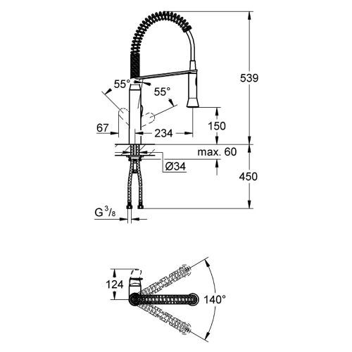 Grohe 31379000 K7 Miscelatore monocomando per lavello, bocca medio