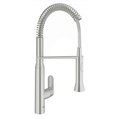 Immagine di Grohe K7 miscelatore monocomando H.54 cm, per lavello, bocca medio-alta, doccetta professionale, finitura satinato super steel 31379DC0