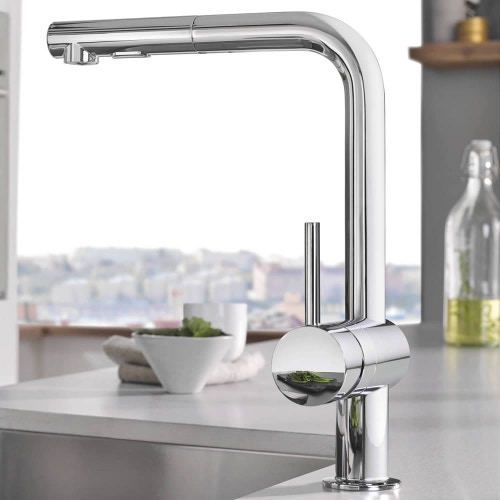 Immagine di Grohe MINTA miscelatore monocomando H.33 cm per lavello, con bocca girevole, finitura cromo 30274000
