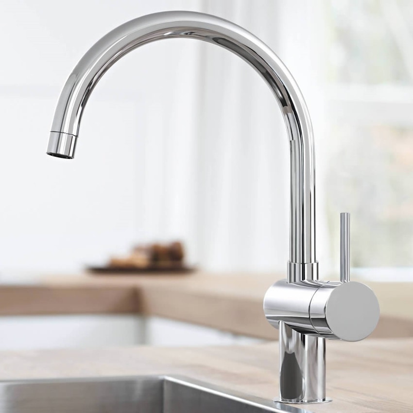 Immagine di Grohe MINTA miscelatore monocomando H.36 cm per lavello, con bocca girevole, finitura cromo 32917000