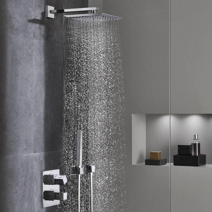 Immagine di Grohe EUPHORIA CUBE STICK manopola doccia a getto fisso, con limitatore di portata, finitura cromo 27699000