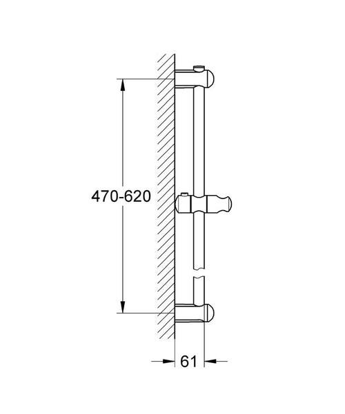 Immagine di Grohe EUPHORIA asta doccia 60 cm, con supporto per manopola doccia, finitura cromo 27499000