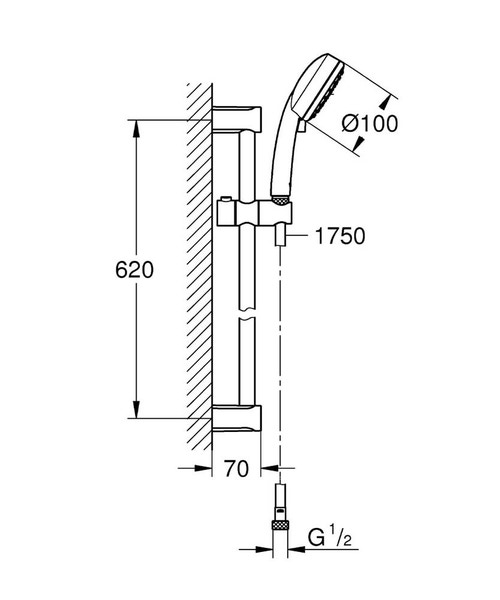 Grohe Tempesta Cosmopolitan - Supporto doccia a muro, cromato 27594000