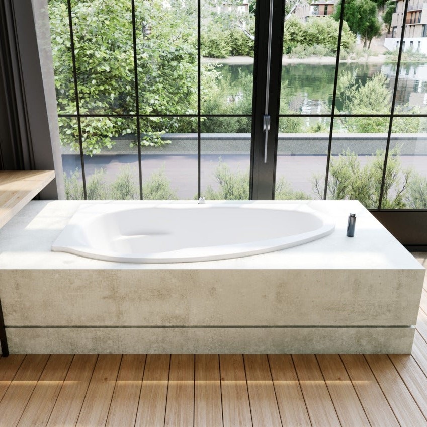 Immagine di Kaldewei STUDIO vasca angolare destra L.170 P.90 cm, in acciaio smaltato, con supporto in polistirolo e rivestimento, colore bianco alpino 222248030001