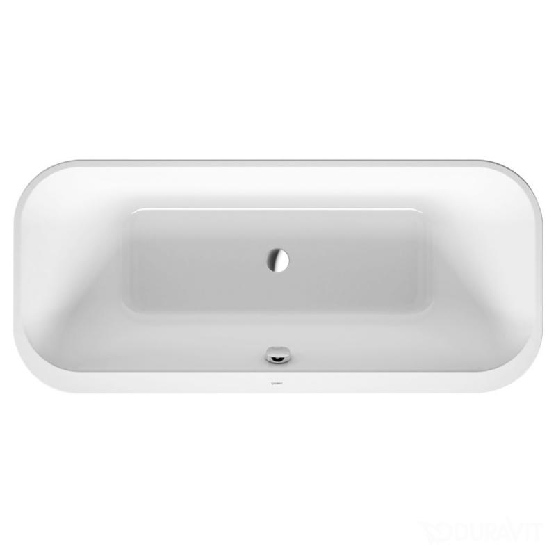 Immagine di Duravit HAPPY D.2 PLUS vasca centro stanza, con due schienali inclinati, con pannello in acrilico integrato e piedi, interno colore bianco finitura lucido, esterno colore grigio grafite finitura opaco 700453800000000