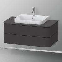 Immagine di Duravit HAPPY D.2 PLUS base sottolavabo sospesa 100 cm per consolle, 2 cassetti, cassetto superiore con scasso per il sifone, colore grigio grafite finitura opaco HP496108080
