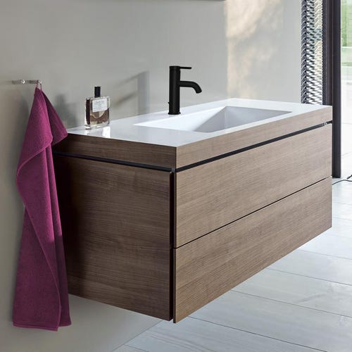 Immagine di Duravit C.1 miscelatore monocomando, a leva, taglia L, con scarico e saltarello, colore nero finitura opaco C11030001046