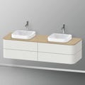 Immagine di Duravit HAPPY D.2 PLUS base sottolavabo sospesa per consolle 160 cm, 4 cassetti, cassetto superiore con scasso per il sifone e coprisifone, colore bianco Nordic finitura opaco HP4974B3939