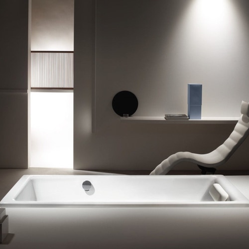 Immagine di Kaldewei PURO STAR vasca rettangolare L.160 P.70 cm, con troppopieno laterale e predisposizione per montaggio maniglie, in acciaio smaltato, colore bianco alpino 258600010001