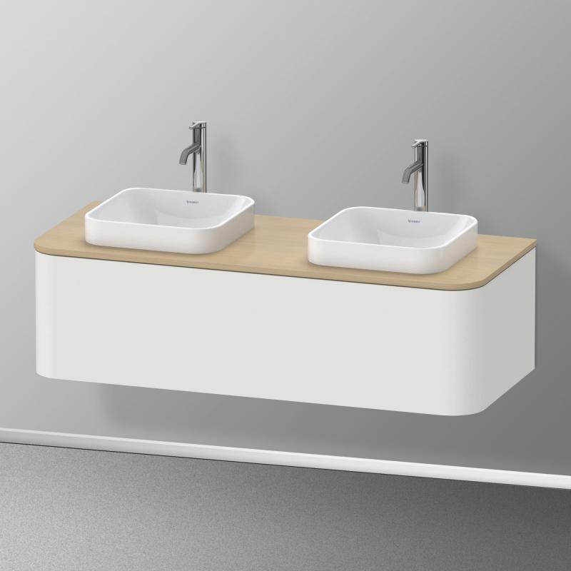 Immagine di Duravit HAPPY D.2 PLUS consolle con due tagli per lavabo 130 cm, per basi sottolavabo con consolle, finitura rovere mediterraneo HP032KB7171