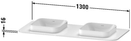 Immagine di Duravit HAPPY D.2 PLUS consolle con due tagli per lavabo 130 cm, per basi sottolavabo con consolle, finitura rovere mediterraneo HP032KB7171