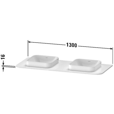 Immagine di Duravit HAPPY D.2 PLUS consolle con due tagli per lavabo 130 cm, per basi sottolavabo con consolle, finitura rovere mediterraneo HP032KB7171