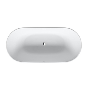 Immagine di Duravit LUV vasca centro stanza freestanding 180 cm, con pannello integrato e piedi, con due schienali inclinati, colonna di scarico speciale, colore bianco 700434000000000