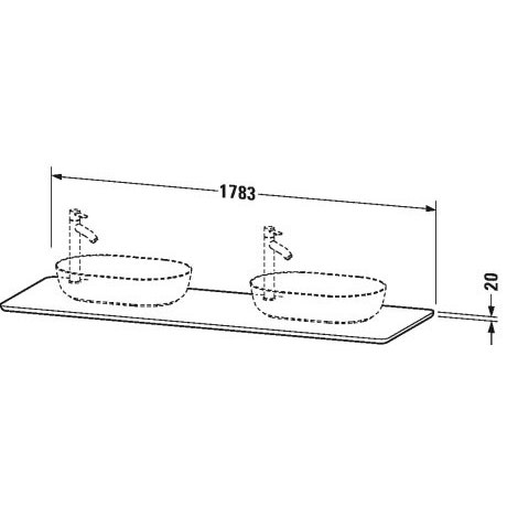 Immagine di Duravit LUV consolle 178 cm, con 2 tagli per 2 lavabi, per basi sottolavabo con consolle, finitura quarzo ricomposto sabbia LU9467B2525