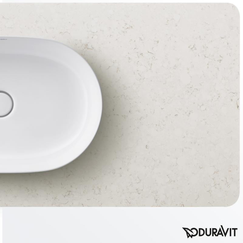 Immagine di Duravit LUV consolle 138 cm, con 1 taglio per lavabo, per basi sottolavabo con consolle, finitura quarzo ricomposto bianco LU946601717