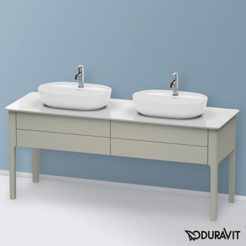 Immagine di Duravit LUV base sottolavabo a pavimento per consolle 173 cm, 2 elementi estraibili, finitura taupe opaco LU9562B6060