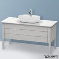Immagine di Duravit LUV base sottolavabo a pavimento per consolle 133 cm, 1 cassetto, 1 elemento estraibile, cassetto superiore con scasso per il sifone e coprisifone, colore bianco Nordic finitura opaco LU956603939