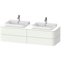 Immagine di Duravit HAPPY D.2 PLUS base sottolavabo sospesa per consolle 160 cm, 4 cassetti, cassetto superiore con scasso per il sifone e coprisifone, colore bianco finitura opaco HP4974B3636