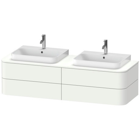 Immagine di Duravit HAPPY D.2 PLUS base sottolavabo sospesa per consolle 160 cm, 4 cassetti, cassetto superiore con scasso per il sifone e coprisifone, colore bianco finitura opaco HP4974B3636