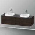 Immagine di Duravit HAPPY D.2 PLUS base sottolavabo sospesa per consolle 160 cm, 4 cassetti, cassetto superiore con scasso per il sifone e coprisifone, finitura noce spazzolato HP4974B6969