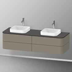 Immagine di Duravit HAPPY D.2 PLUS base sottolavabo sospesa per consolle 160 cm, 4 cassetti, cassetto superiore con scasso per il sifone e coprisifone, colore grigio pietra finitura opaco HP4974B9292
